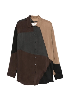 Song For The Mute patchwork button-fastening shirt - Brown