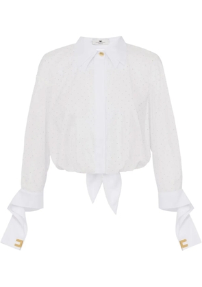 Elisabetta Franchi rhinestone-embellished poplin shirt - White
