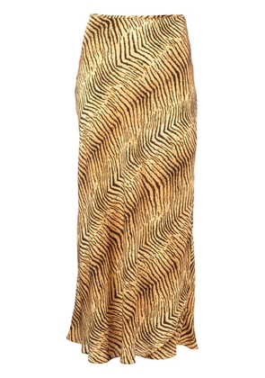 Rixo Kelly tiger-print silk mini skirt - Gold