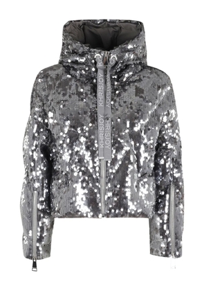 Khrisjoy sequin-embellished puffer jacket - Silver