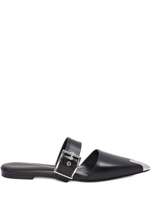 Alexander McQueen buckled leather mules - Black