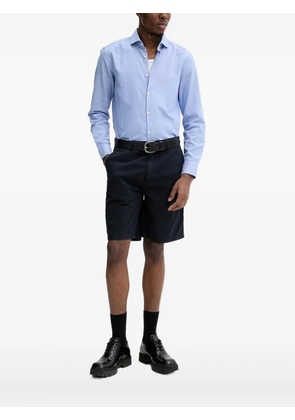 HUGO long-sleeved cotton-linen blend shirt - Blue