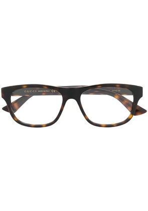 Gucci Eyewear logo plaque rectangular-frame glasses - Brown