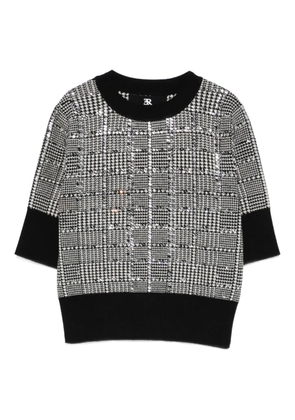 Ermanno Scervino stone-embellished houndstooth T-shirt - Black