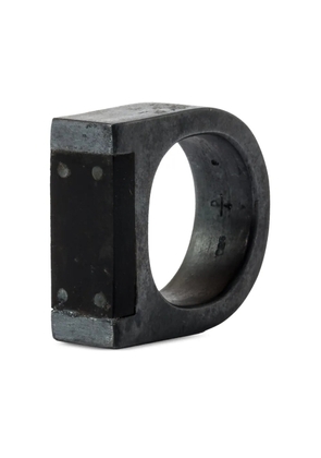 Parts of Four Plate Single matte jet sterling-silver ring - Black