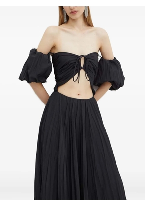 LUISA SPAGNOLI off-shoulder pleated maxi dress - Black