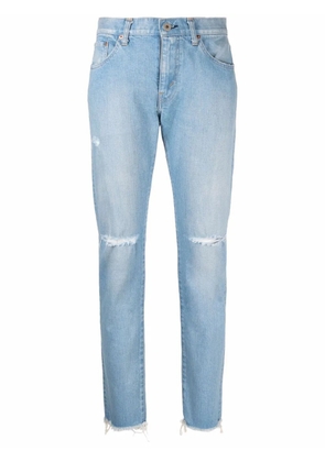 Junya Watanabe distressed skinny-cut jeans - Blue