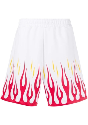 Omc flames print track shorts - White