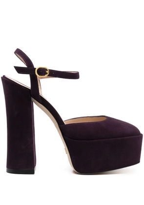 Stuart Weitzman square-toe 150mm suede platform pumps - Purple