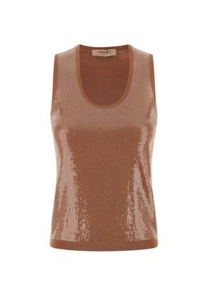 TWINSET sequin-appliqué top - Brown