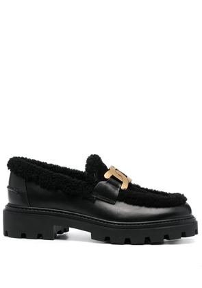 Tod's shearling-lined chunky loafers - Black
