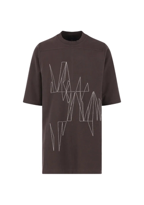 Moncler x Rick Owens embroidery logo-patch T-shirt - Brown