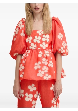 Stine Goya square-neck floral-pattern blouse - Red