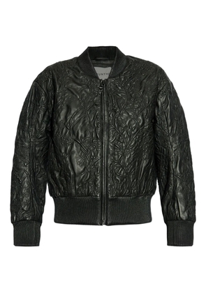 MUNTHE embroidered-leather bomber jacket - Black