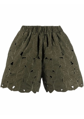 RED Valentino high-waisted embroidered shorts - Green