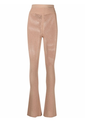 ANDREĀDAMO perforated knitted trousers - Neutrals