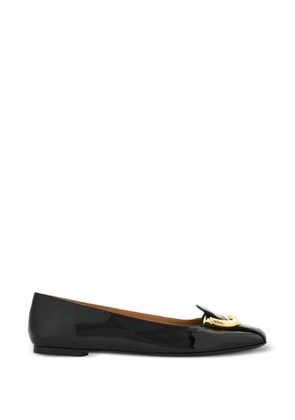 Ferragamo Gancini-buckle leather ballet flats - Black