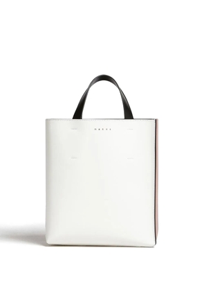 Marni Museo drawstring leather tote bag - White