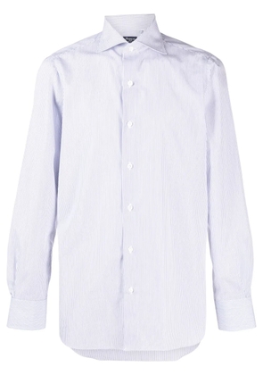 Finamore 1925 Napoli striped spread-collar cotton shirt - White