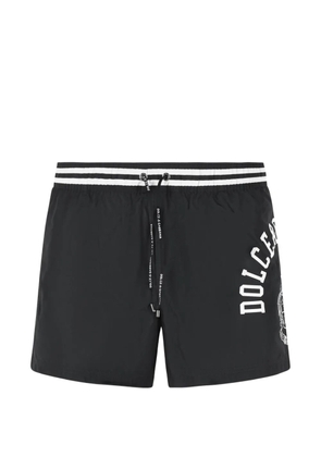 Dolce & Gabbana contrast logo print swimsuit - Black