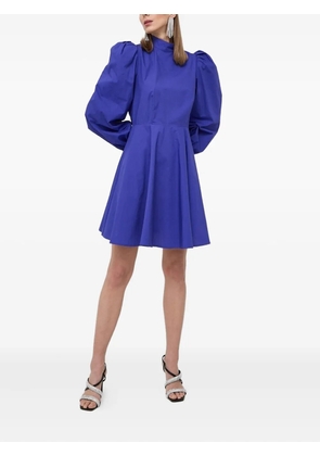 Custommade puff-sleeve mock-neck mini dress - Blue