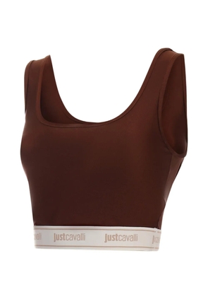 Just Cavalli logo-waist crop top - Brown