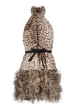 Giambattista Valli ruffled leopard print dress