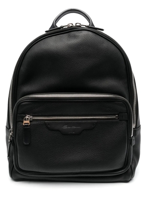 Santoni grained-texture leather backpack - Black