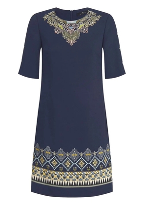 ETRO embroidered-design short-sleeve dress - Blue