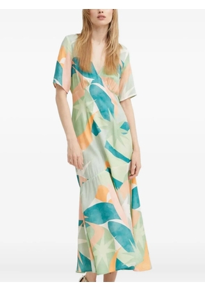 NEVER FULLY DRESSED abstract-print V-neck midi dress - Green