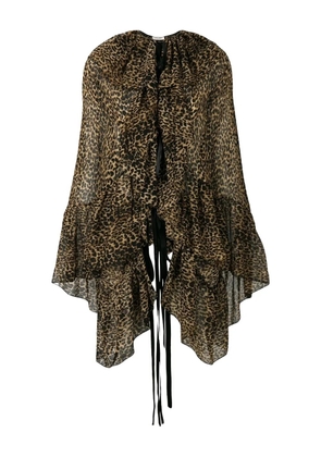 Saint Laurent leopard-print asymmetric blouse - Neutrals