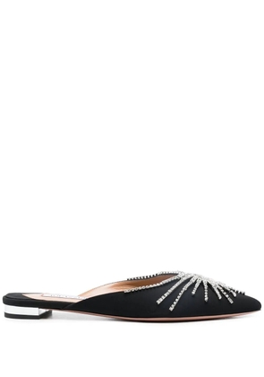 Aquazzura Sunshine crystal-embellished flat mules - Black