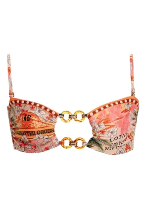 Agua Bendita Lace floral-print bikini top - Pink