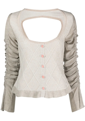 CORMIO Elena draped-sleeve cardigan - Neutrals