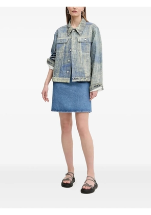 HUGO embroidered-logo denim mini dress - Blue