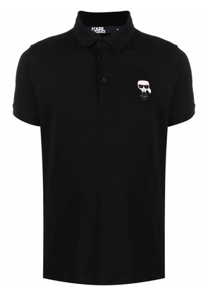 Karl Lagerfeld logo-patch polo shirt - Black