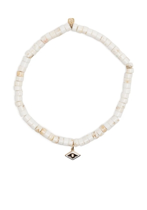 Sydney Evan 14kt yellow-gold Evil Eye beaded bracelet - White