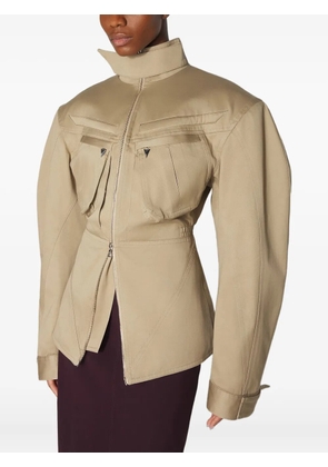 Mugler puffed-sleeve cargo jacket - Neutrals