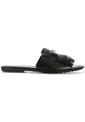 Tod's Double T fringed slides - Black