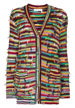 Chloé striped distressed cardigan - Red