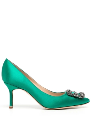 Manolo Blahnik Hangisi 70mm embellished pumps - Green