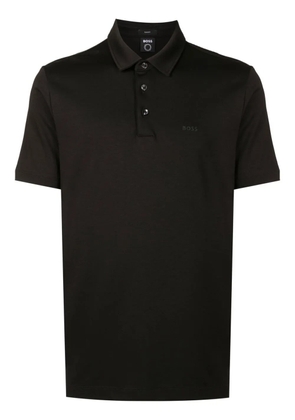 BOSS logo-print polo shirt - Black