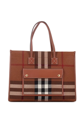Burberry Pre-Owned Freya Shopping Check Canvas with Leather Medium tote bag - Brown