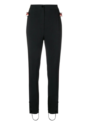 Dolce & Gabbana tuxedo stripe fox trim trousers - Black