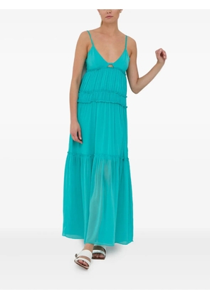 Patrizia Pepe cutout ruffled maxi dress - Blue