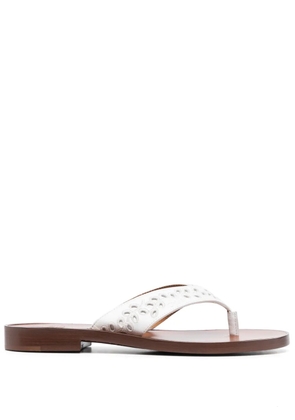 Chloé floral-embroidery flat flip flops - White