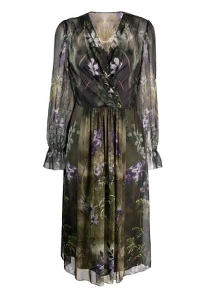 Alberta Ferretti floral-print silk midi dress - Green