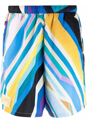 Domenico Formichetti stripe-print high-waisted shorts - Blue