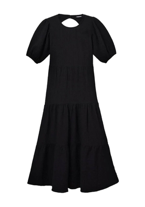 Desigual puff-sleeve open-back midi dress - Black