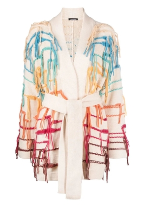 Canessa Rainbow Dream frayed cardigan - Neutrals